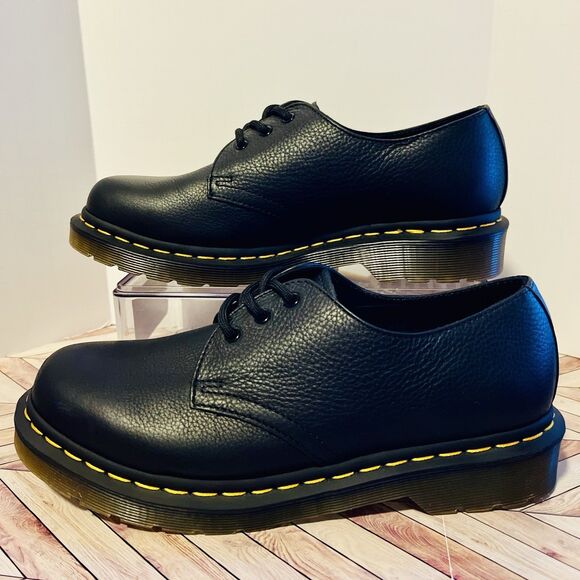 Dr. Martens Shoes - Dr Martens 1461 Virginia Leather Oxford Women 8 Shoes 3 Eye Yellow Stitch